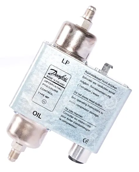 presostat diferenciální Danfoss MP54 - 45 sec, -1 - 12 bar, man. diference 0,65 bar, šroub. 1/4